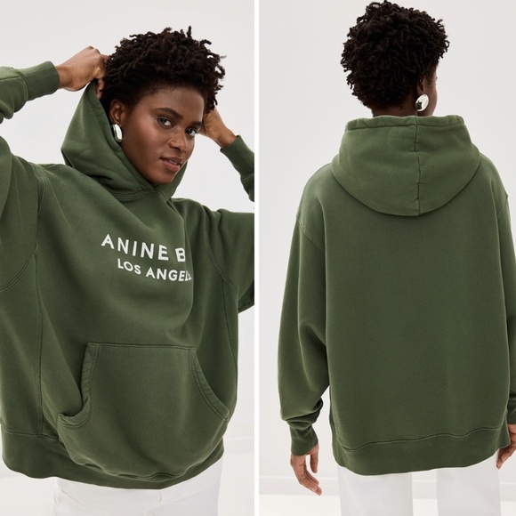 Anine Bing Alto Hoodie – Dark Olive -  Size Small - Picture 2 of 7